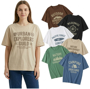 Lotes de Ropa para Actividades al Aire Libre, Camiseta Unisex con Estampado en el Pecho, Algodón Puro de Alta Calidad, Talla Única, Modelo Chino QZ-054 - Product Image 1