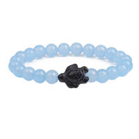 Bracelet de perles tortue de mer style été, perles naturelles turquoise bleu et blanc 8mm, bijoux de plage pour protéger les animaux marins