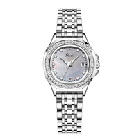 GEDI 61013 Montre-bracelet à quartz pour femme avec cadran en nacre en acier inoxydable étanche Cadeau de luxe MOP Montres pour femme