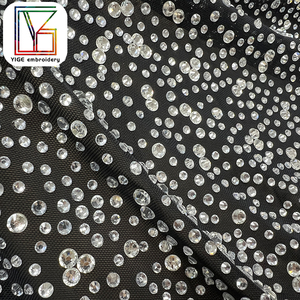 High Quality Popular <strong>Stretchable</strong> Stretchy Mesh Crystal <strong>Lace</strong> <strong>Fabric</strong> Luxury Bridal <strong>Lace</strong> Rhinestone Net <strong>Fabric</strong> for Evening Dresses - Product Image 5