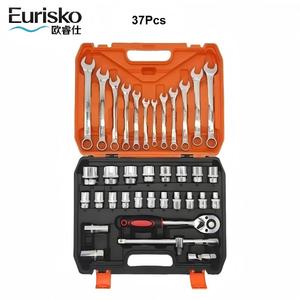 Jeu de douilles de 46 pièces avec clé à cliquet en acier au chrome-vanadium de 1/4 pouce pour la réparation automobile professionnelle - Product Image 1