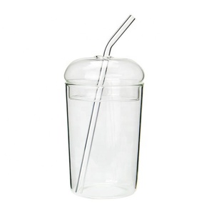 Mới chịu nhiệt thủy tinh trong suốt <span class=keywords><strong>cup</strong></span> với bìa, sáng tạo nhà rơm cốc nước cấp thực phẩm thân thiện với môi - Product Image 2