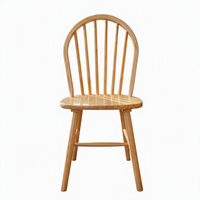 Chaises de salle à manger en bois d'hévéa pas chères, chaise Windsor en bois avec dossier à tiges pour cuisine, îlot ou mobilier de maison de style campagnard