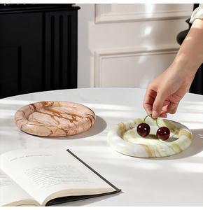 Plateau à fruits géométrique rond <span class=keywords><strong>en</strong></span> marbre naturel de style français SAIDKOCC, décoration de bureau de luxe nordique, rangement - Product Image 3