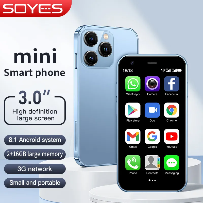 SOYES XS15 Mini Android8.1 akıllı telefon 3.0 inç ekran 2GB RAM 16GB ROM çift SIM bekleme Play Store 3G MINI telefon