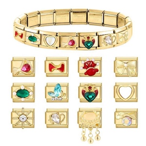 Italian Module Stainless Steel Jewelry Set DIY Gold Patch Vintage <b>Bracelet</b> with Exquisite Creative Pendant Fashion Accessories - Product Image 5