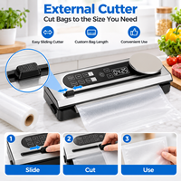 Machine de mise sous vide alimentaire automatique domestique avec balance intégrée, écran LED et coupe-sac externe
