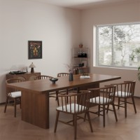 Table à manger rectangulaire en noyer noir brésilien massif, style moderne du milieu du siècle, table de cuisine minimaliste moderne, bureau à domicile