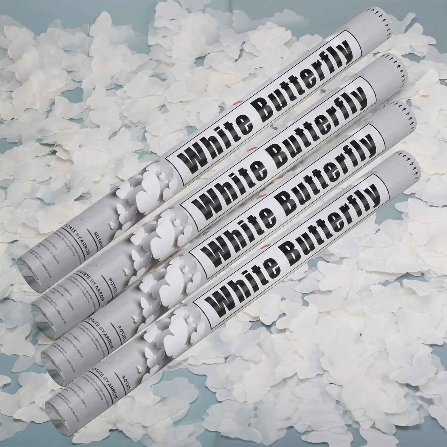 Best Quality 24 inches White Color Butterfly Flameproof Party and Wedding Confetti Cannons