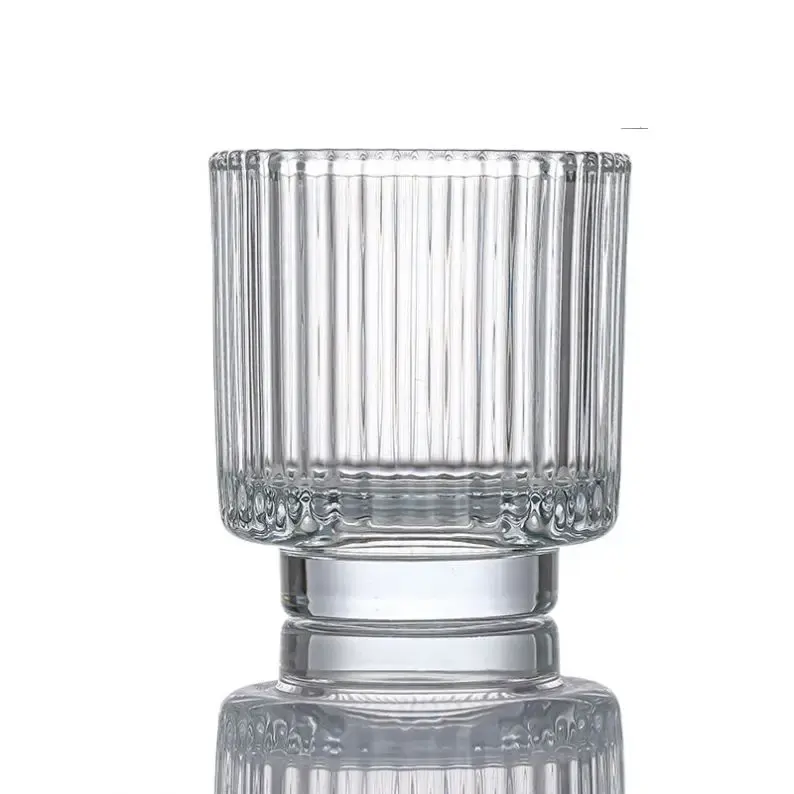 Individuelles 200 ml dicke wand hochwertiges relief logo kristall-glas glas kerze-glas mit neuem design Weihkerze-Glashalter
