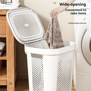 Large Capacity Ventilated <strong>Plastic</strong> <strong>Laundry</strong> Storage Bin with Flip-Top Lid and Optional Wheels Dirty Clothes <strong>Basket</strong> - Product Image 3
