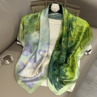 12um Desain Mewah Terbaru Syal Sutra Mulberry 100% Cetak Kustom Pelindung Sinar Matahari Syal Sutra Wanita Bermotif Polos