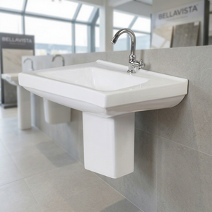 Lavabo moderne en pierre de granit à double pression, design intérieur, demi-piedestal, motif antique, pour villa - Product Image 4