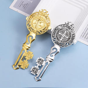 Double Pack Alliage de Zinc Jésus Saint Benoît Clé Bénédiction pour Protection Maison Porte Cintre Catholique Cadeaux Llave De San Benito - Product Image 1