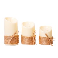 Bougie électronique LED réaliste, fausse bougie, corde de jute nouée à la main, style vintage américain, télécommande, rechargeable, en forme de balle