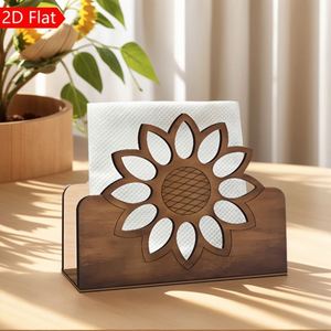 Porte-serviettes en bois personnalisé à double niveau créatif et distributeur de mouchoirs rustique avec logo personnalisé, décoration minimaliste pour la cuisine - Product Image 1