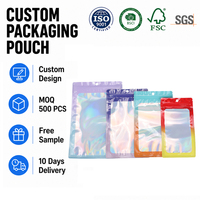 Sacs auto-scellants personnalisés en PE pour bijoux, emballages cosmétiques, pochettes à fermeture éclair, emballages pour nail art, boucles d'oreilles, lunettes, 100 pièces, recyclables