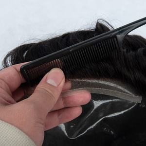 Perruque en PU à peau fine, prix d'usine en gros, nouveau design, dentelle suisse, ligne de cheveux naturelle, perruque pour hommes à peau fine - Product Image 1