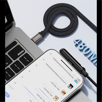 Câble de charge 2 en 1, type C PD 240W, nylon tressé, coude à 90 degrés, 5A, chargeur rapide, câble de données plat pour smartphones Android
