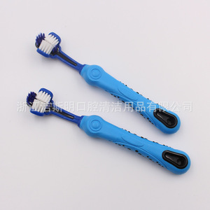 3 Head Nylon Bristles <b>Pet</b> Toothbrush Soft Rubber Handle Manual Cleaning For <b>Pets</b> - Product Image 5