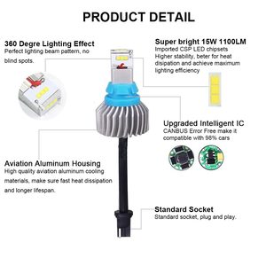 Siêu sáng <span class=keywords><strong>LED</strong></span> ngược bóng đèn <span class=keywords><strong>T10</strong></span> T15 1156 7440 CANBUS lỗi miễn phí với CSP 9smd chip 2200lm cho xe DRL sao lưu đèn tín hiệu - Product Image 2
