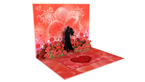 Carte de vœux artisanale 3D pop-up avec des roses rouges, art papier de qualité supérieure pour la Saint-Valentin, un anniversaire, une remise de diplôme, une surprise, personnalisable - Product Image 3