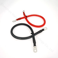 Kabel baterai Terminal cincin silikon fleksibel Marine 2/0 1/0 2 4 6 AWG kabel baterai tembaga timah dengan M8 Lugs