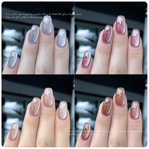 Poudre à ongles effet œil de chat blanc porcelaine, paillettes fines cristallines, poussière chromée pour la décoration des ongles, manucure en salon - Product Image 2