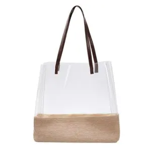 エコフレンドリーなカスタム女性低価格サプライヤーPVCショッピングビーチトートジュートバッグ