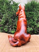 Meilleures ventes : Sculptures rustiques de scène montagneuse, Totem tribal en forme de loup-chien, en bois d'ironwood africain, pour mobilier de maison et salon