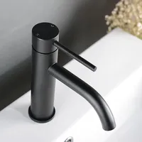 Robinet de lavabo en laiton brossé or rose, style européen, à poser sur le comptoir, monotrou et monocommande, mitigeur eau chaude et froide