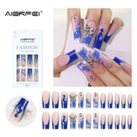 Faux ongles à presser pleine couverture certifiés CE, modèle 2026 le plus récent, motif diamant en strass, en ABS, pré-conçus et prêts à poser