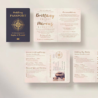 Carte d'invitation de mariage personnalisée de luxe en papier avec carte d'embarquement et ensemble d'enveloppes d'invitation de mariage