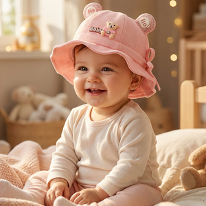 RongGuang vente en gros personnalisé doux confortable velours côtelé enfants Protection solaire seau chapeau pêcheur chapeau pour activités de plein air - Product Image 4