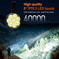 Linterna Potente de 40000 Lúmenes 8*P70.3, Recargable por USB, con Ventilador de Refrigeración Integrado, Linterna Táctica de Búsqueda, Linterna LED de Emergencia