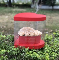 Boîte d'emballage de fleurs en forme de coeur Saint Valentin avec grande fenêtre en plastique transparent bouquet de fleurs cadeau boîte de mariage pour bijoux roses