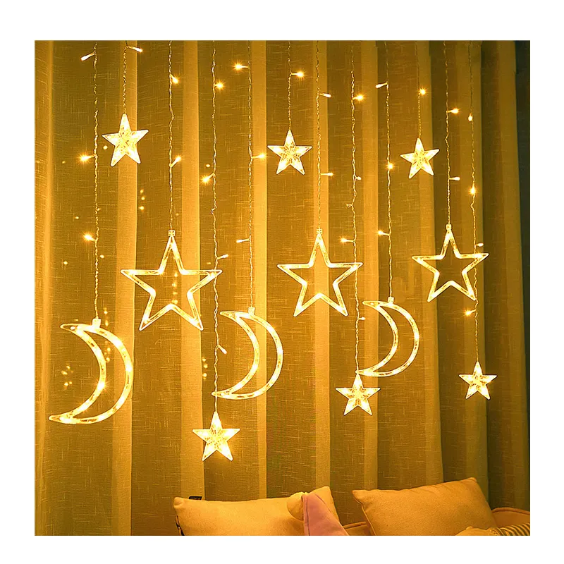 LED star-moon curtain lamp Moon star lamp room decoration lantern flashing lamp string of Christmas lights