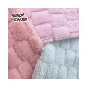 Kingcason Hot Sale Plaid Yarn Dyed Breathable One Side Antistatic Jacquard Solid Flannel Fleece Fabric