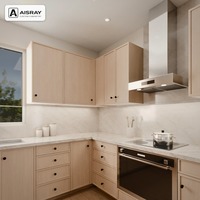 Meuble de cuisine sur mesure en bois massif, aménagement en U style Shaker, fournitures pour projets résidentiels, boîtes en panneaux de particules et rangements extractibles