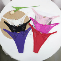 En Stock Tanga Sexy Multicolor con Adornos de Rosas para Mujer, Cintura Baja, Encaje Delicado con Detalles de Flores Pequeñas, Bragas Eróticas Sin Costuras
