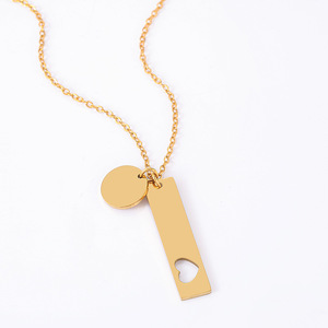 <span class=keywords><strong>Collana</strong></span> in Acciaio Inossidabile <span class=keywords><strong>con</strong></span> Piccolo Cerchio a Cuore Traforato, Etichetta Vuota per Incisione Laser, Logo e Stampa a Colori - Product Image 3