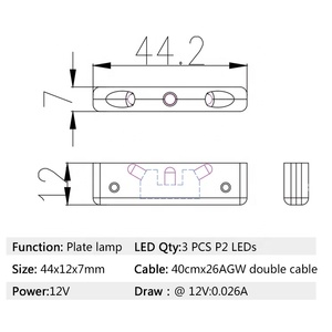 Luz LED Ultrafina para Matrícula KS16-043 de 12V, 3 LEDs P2, 44x12x7mm, para Motocicleta, Coche, Remolque - Product Image 6