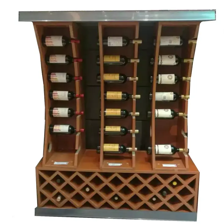 Scaffale di esposizione di legno della cantina del vino del supporto dello scaffale di esposizione della bottiglia di vetro del vino rosso del supermercato personalizzato