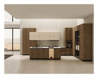 Armoire de cuisine murale de luxe en bois stratifié avec rangement en verre intelligent
