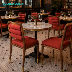 Vintage <b>Bistro</b> Restaurant Furniture Round Marble <b>Table</b> Solid Wood Upholstered Dining Chair For Bar Cafe <b>Bistro</b> - Product Image 3