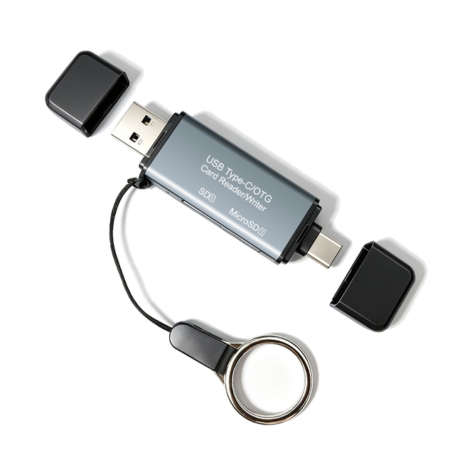 Dual Card Simultaneous Reading USB3.0 Card Reader for SD/Micro SD Cards with 5Gbps/s 4 in 1 Type-C Card Reader