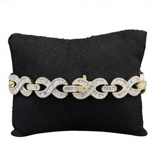 Nueva Cadena Hip Hop Infinity Totalmente Adornada con Diamantes de Laboratorio Brillantes en Corte Baguette, Plata de Ley 925, Regalo, Baño de Rodio - Product Image 1