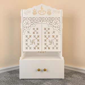 Templo Casero de Madera con Puerta, Mandir de MDF con Cajón para Hogar u Oficina, Mandir de Pie para Armar - Product Image 3