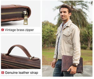 Da dây kéo padfolio kinh doanh đa túi da thư mục Organizer trường hợp 11 "<span class=keywords><strong>iPad</strong></span> Tablet tay áo cho airtag khe cắm Bìa cf2034r - Product Image 5