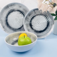 Service de table en mélamine Bestwares Factory, aspect céramique, texture ondulée, incassable, gris moucheté, pour restaurant, vente en gros